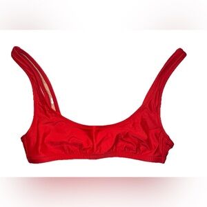 J Crew Heritage Scoop Neck Bikini Top Size S Red Retro Swim‎ Beach Classic New